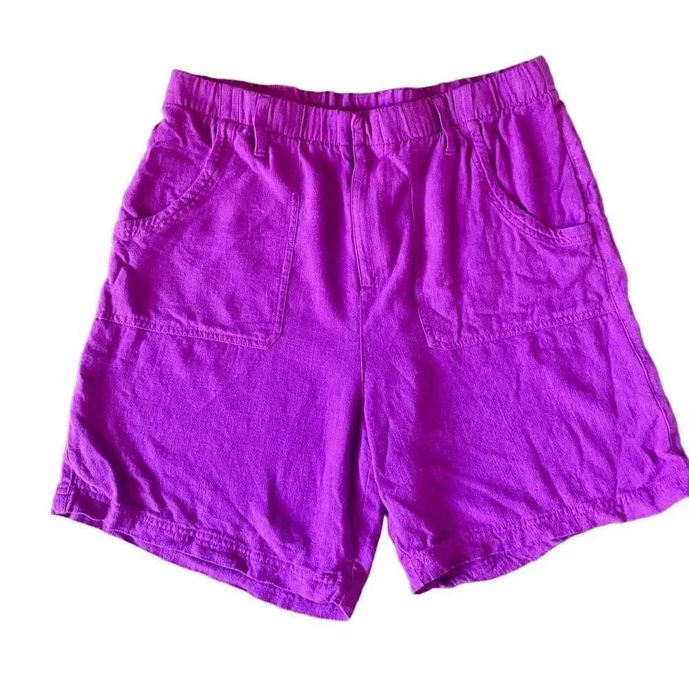 Soft surroundings pink linen blend shorts size m